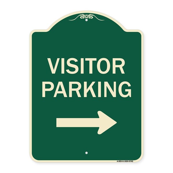 Signmission Designer Series-Visitor Parking With Right Arrow Green, 24" x 18", G-1824-9742 A-DES-G-1824-9742 - main